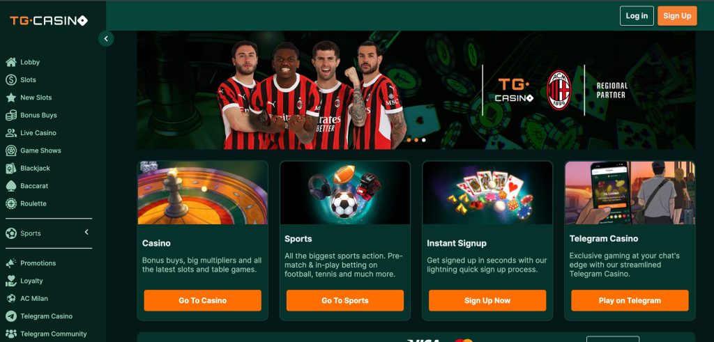 TG Casino domovská stránka nejlepší online casino
